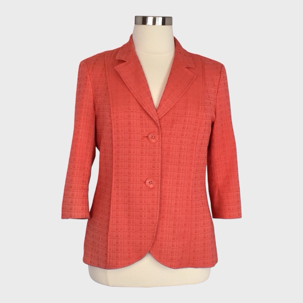 Lafayette 148 NY 3/4 Sleeve Classic Polished Textured Blazer